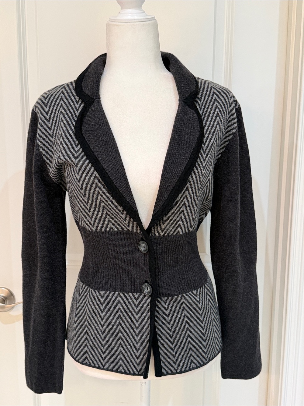 Saks Fifth Avenue Blazer Jacket 100% Merino Wool Cardigan Old Money